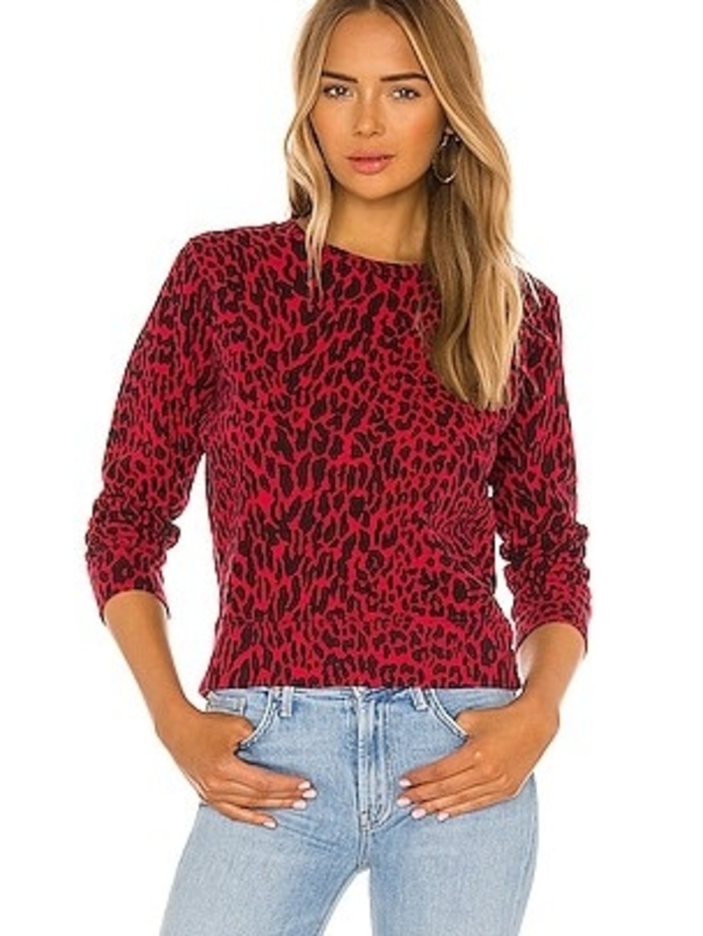 MOTHER Radioactive Paws Leopard 3/4 Sleeve Koozie Sweatshirt Pullover